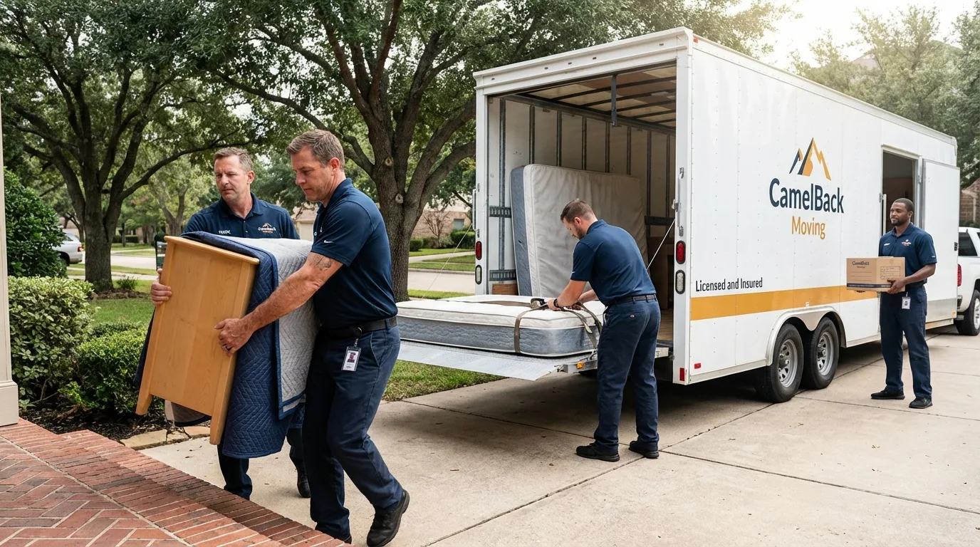 Crew loading residential truck for cross-state move from Ebensburg, PA