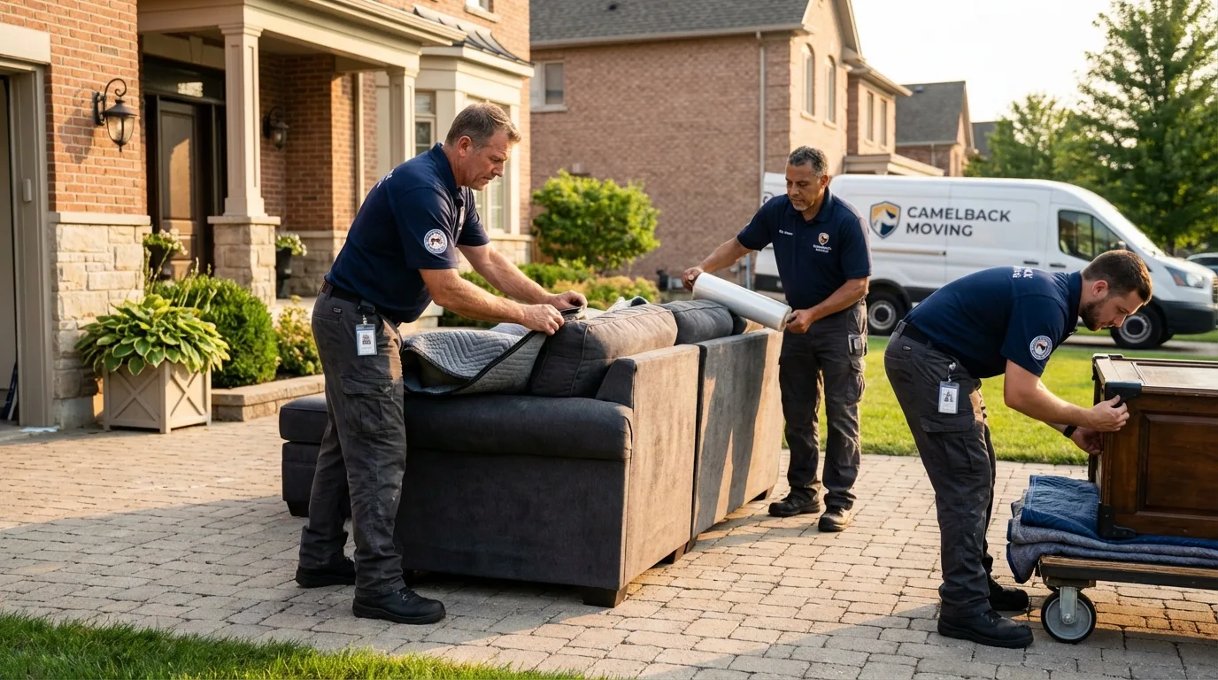 Large estate moving crew wrapping furniture in Ebensburg, PA