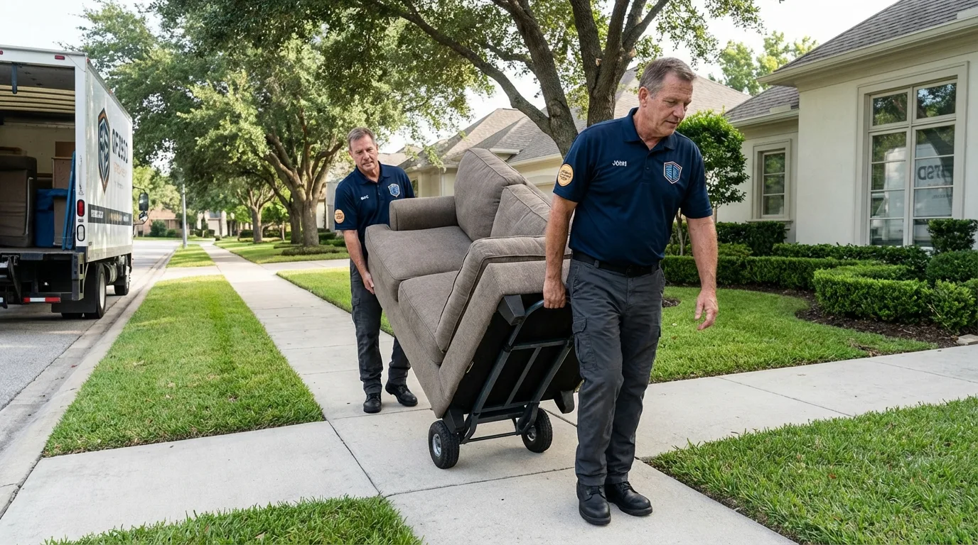 Local residential moving crew loading furniture in Ebensburg, PA